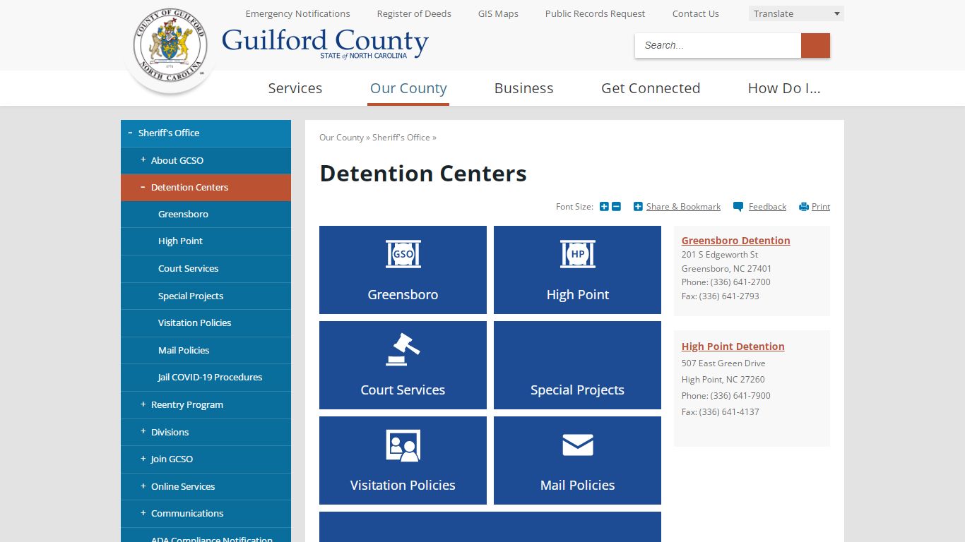 Detention Centers - Guilford County, NC